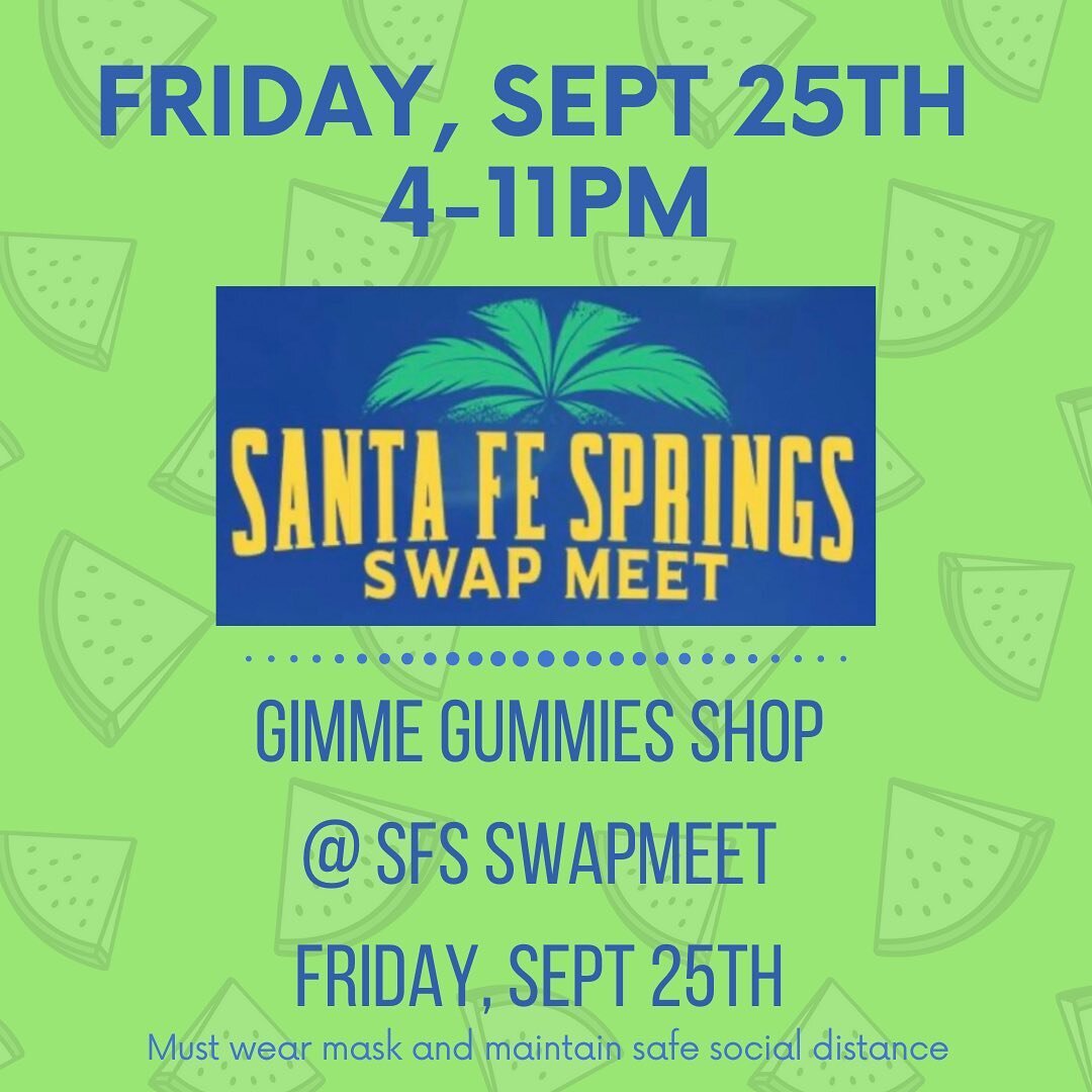 We&rsquo;re back at it again tomorrow @sfs_swapmeet ! Join us from 4-11pm at Lot H-23 🤗

&bull;&bull;&bull;Currently available&bull;&bull;&bull;

🍍 Pineapple Sour Belts &amp; Rings
🍓 Strawberry Sour Belts
🍏 Sour Green Apple 
🍉 Watermelon Slices 