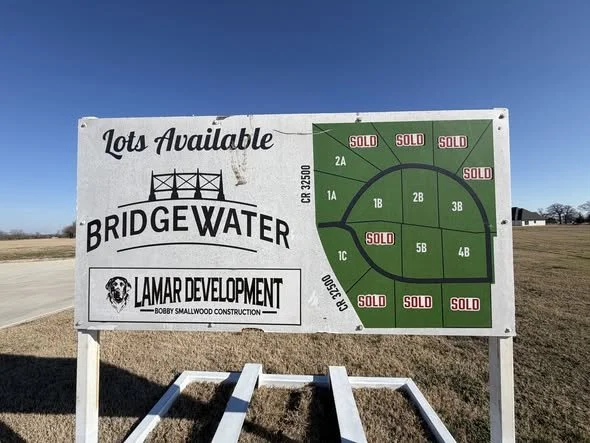 Lamar Development Bridgewater lot availability map showing sold and available properties.