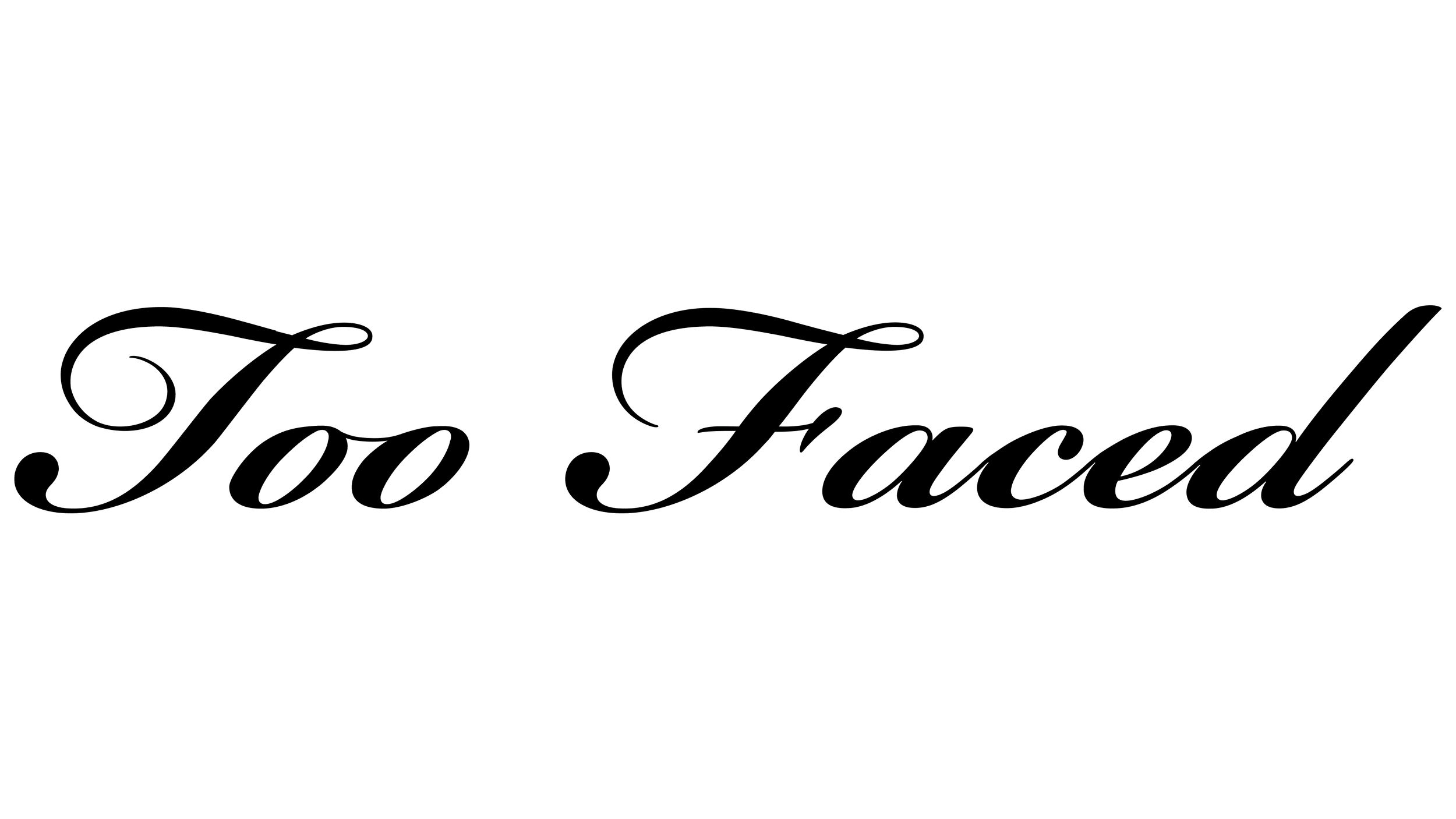 Neon sign with the words 'Too Faced' in cursive script.