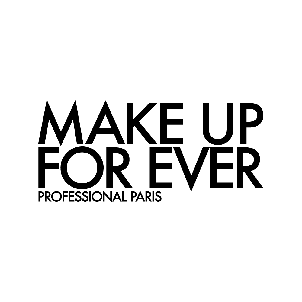Text that reads "MAKE UP FOR EVER PROFESSIONAL PARIS" in black on a white background.