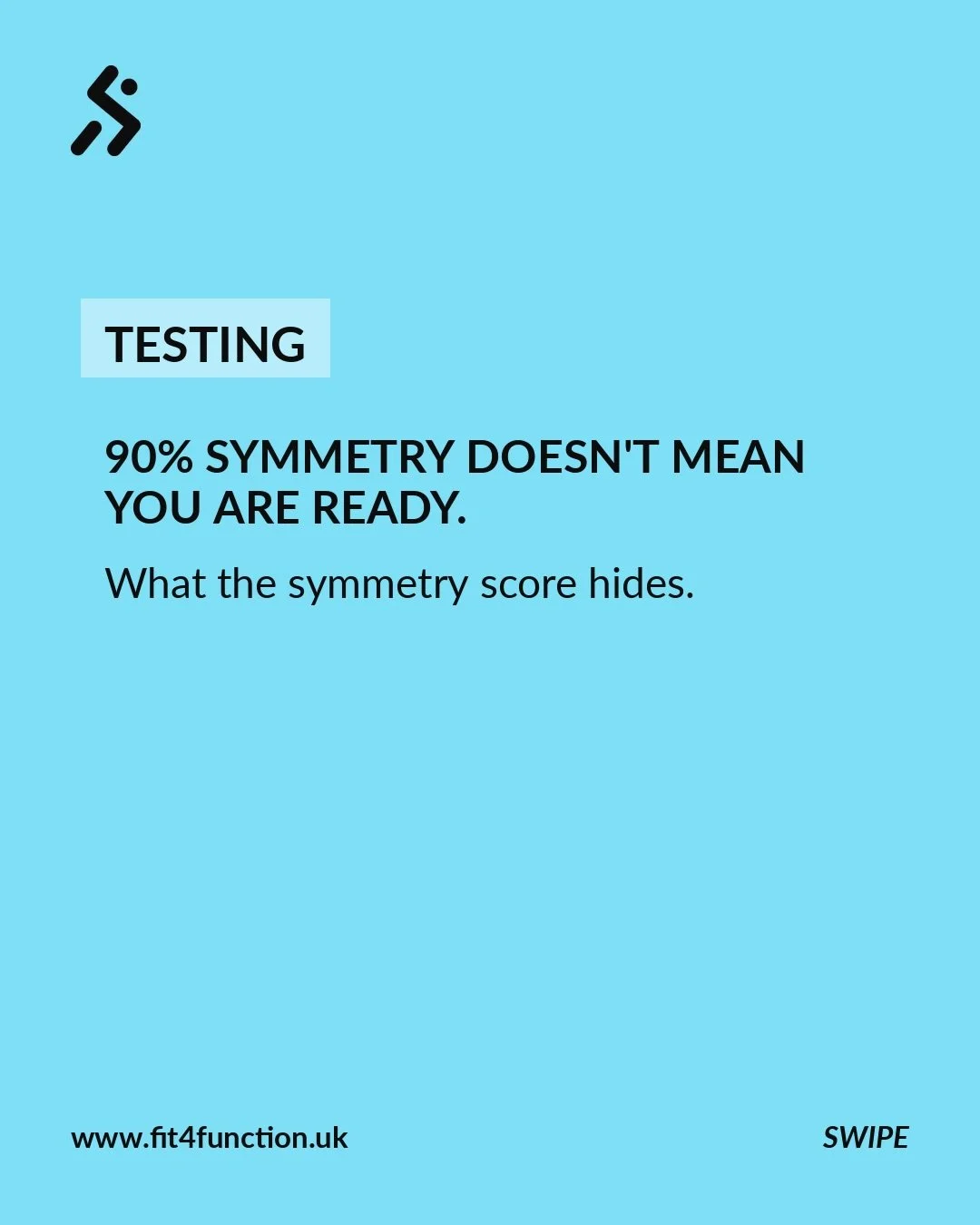 90% symmetry does not mean you are robust.

Limb symmetry compares your injured side to your other side. 

But if both legs have detrained, you can look symmetrical and still be weak. A 90% score can simply mean 90% of a number that already low.

Sym