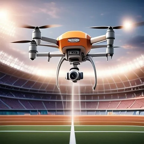 Drone flying Over Football Field
