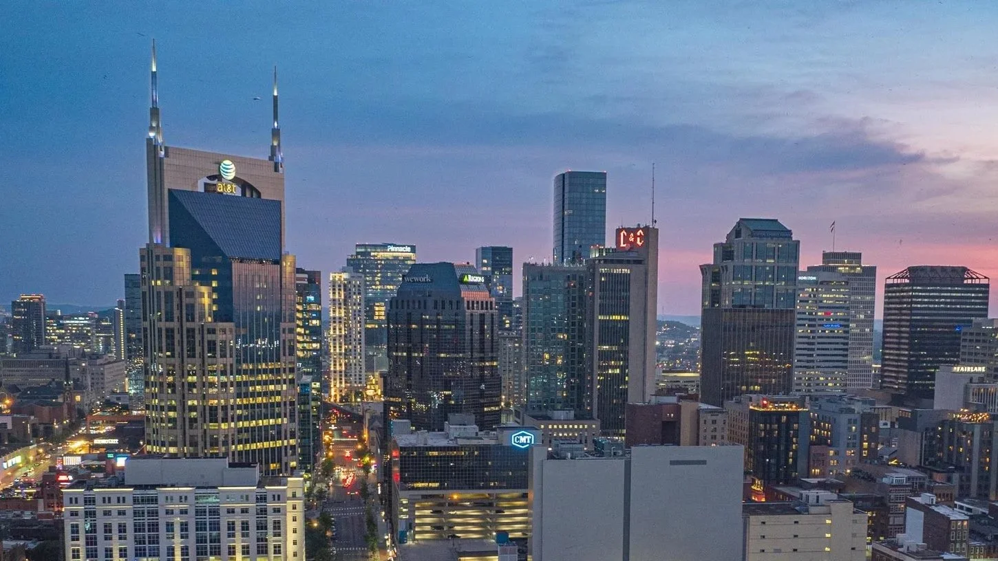 Nashville Drone Co Photo of Nashville Skyline at Blue Hour