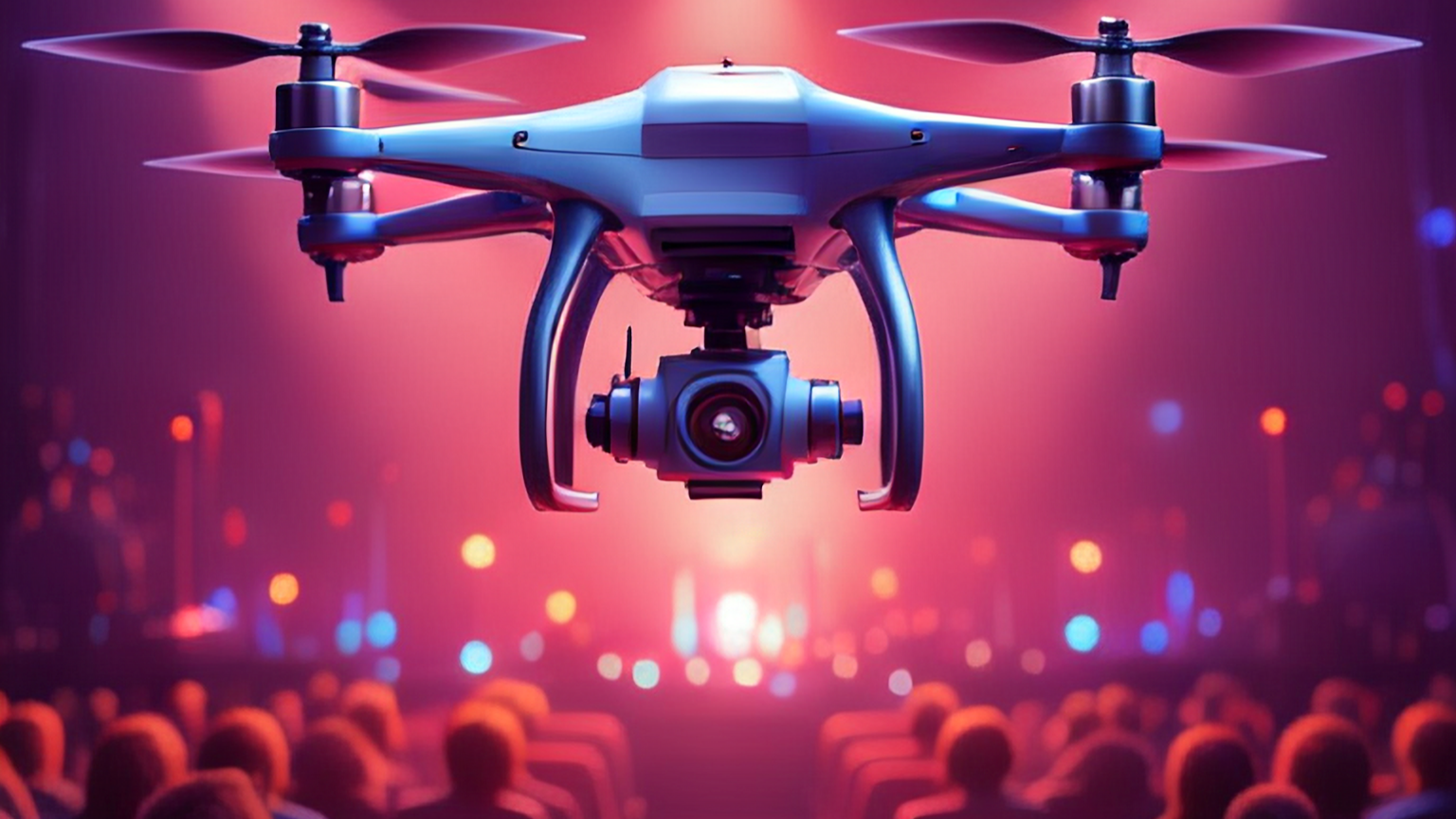 Photo of a drone flying a concert