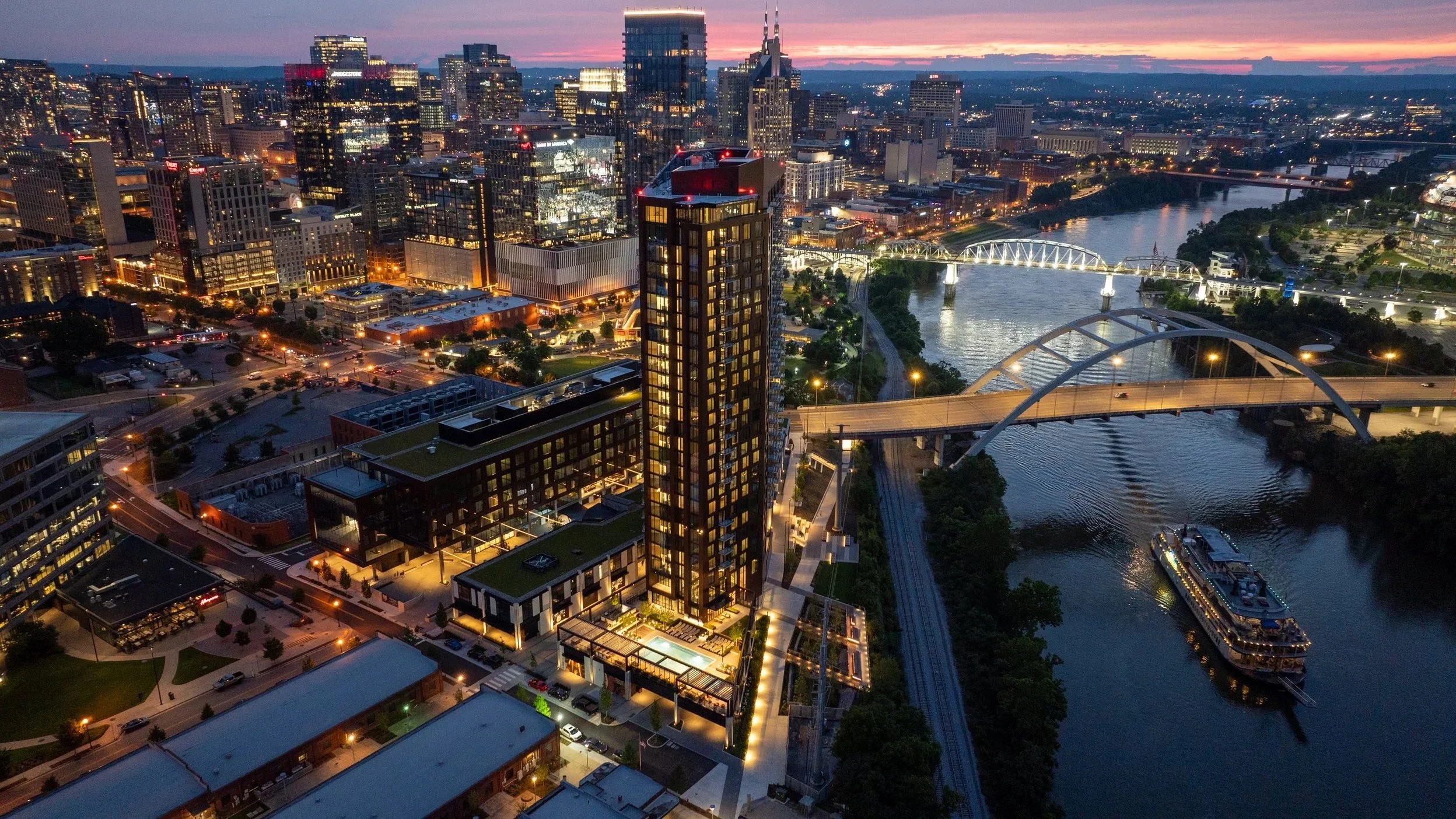 Nashville South Bank Photo Captured at Blue Hour