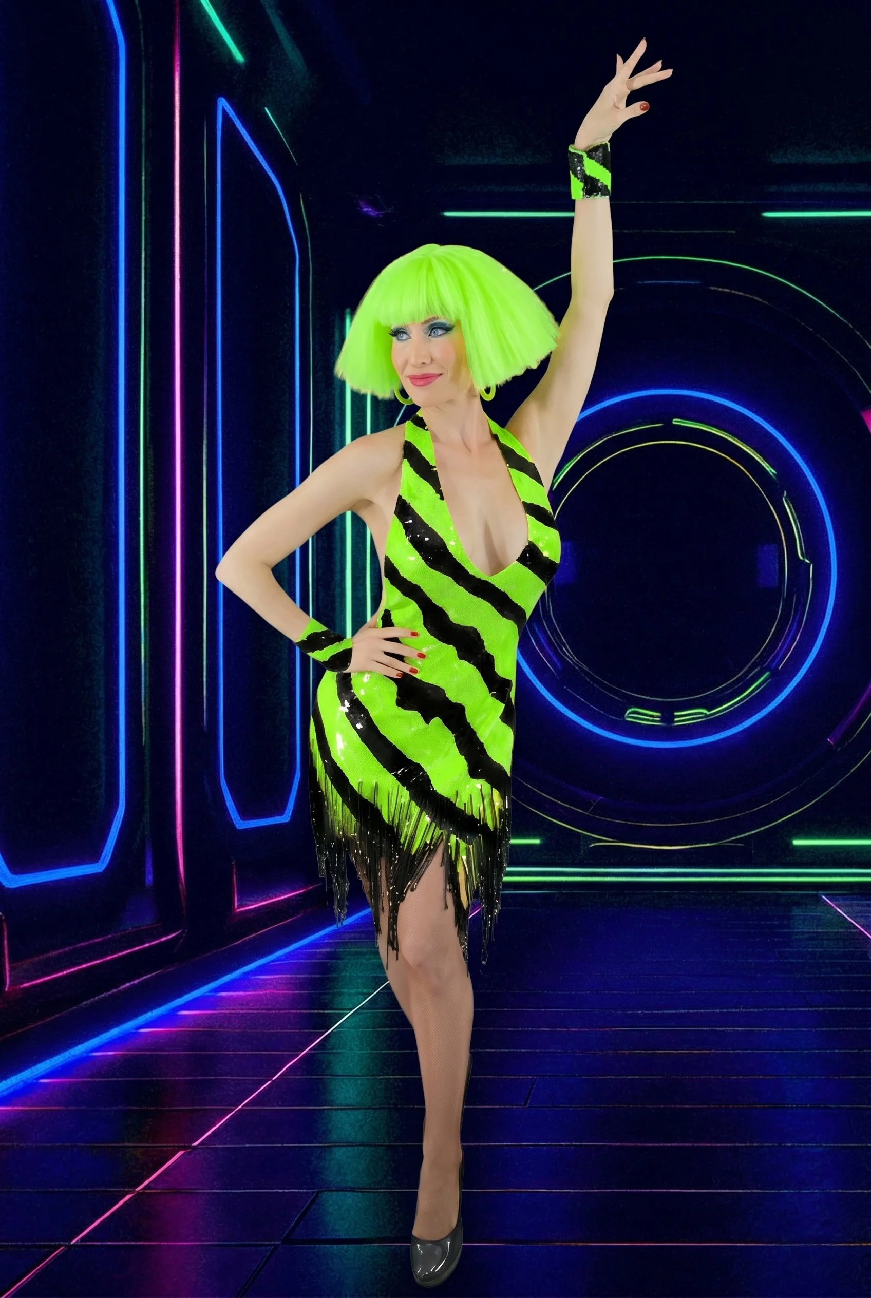Neon Zebra Greeter / Dancer