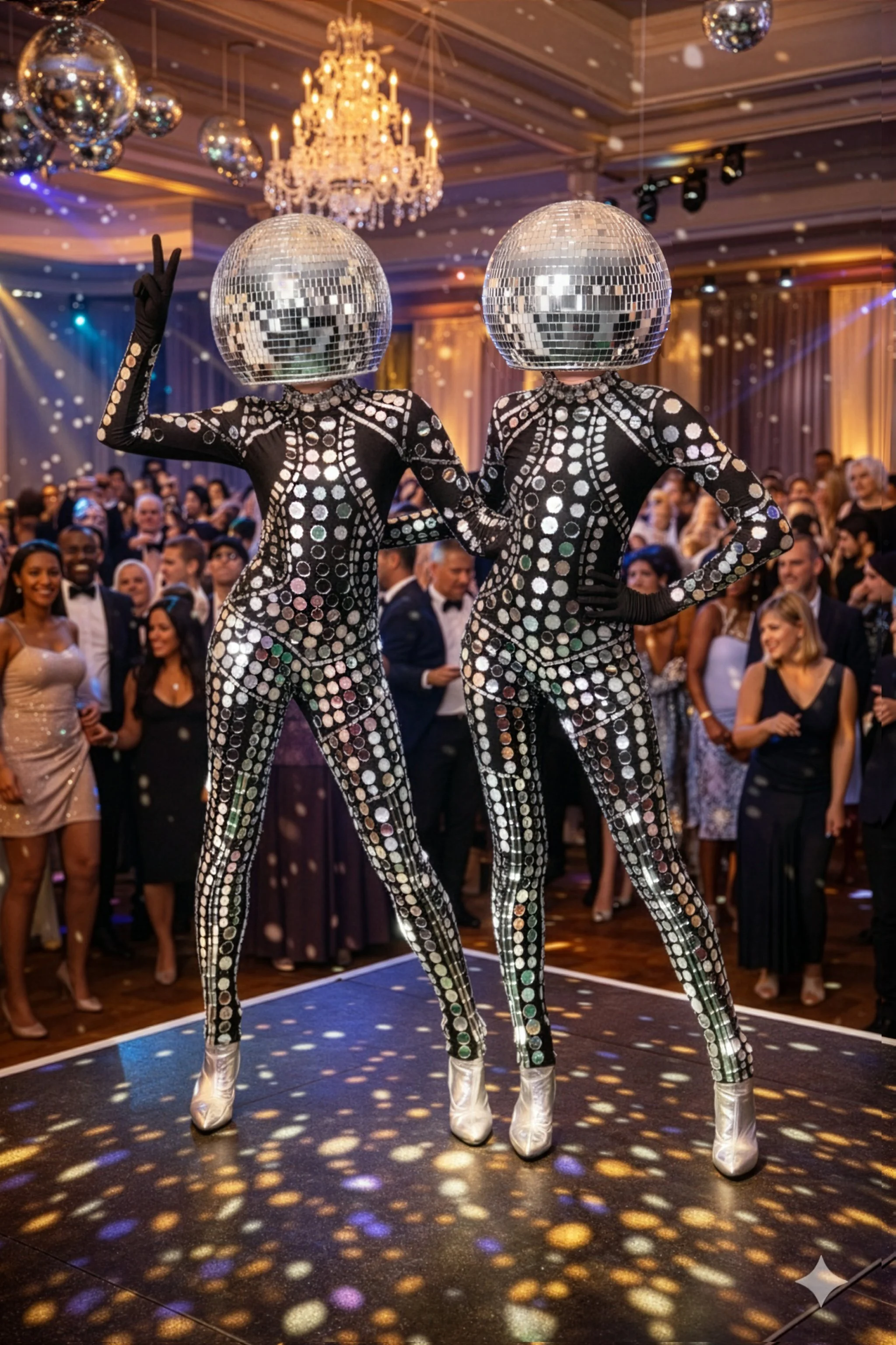 Dancing Disco Balls: Mirror on Black
