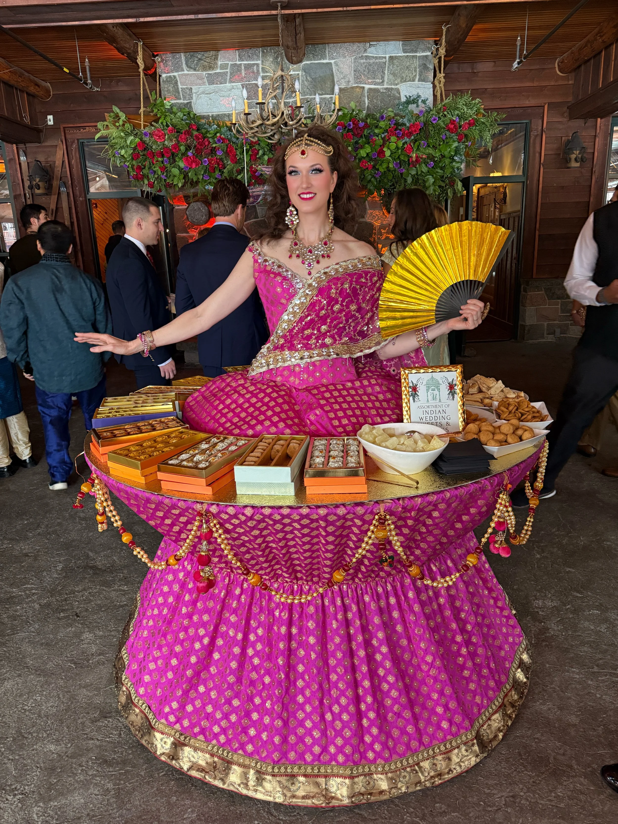 Pink Sari Strolling Table