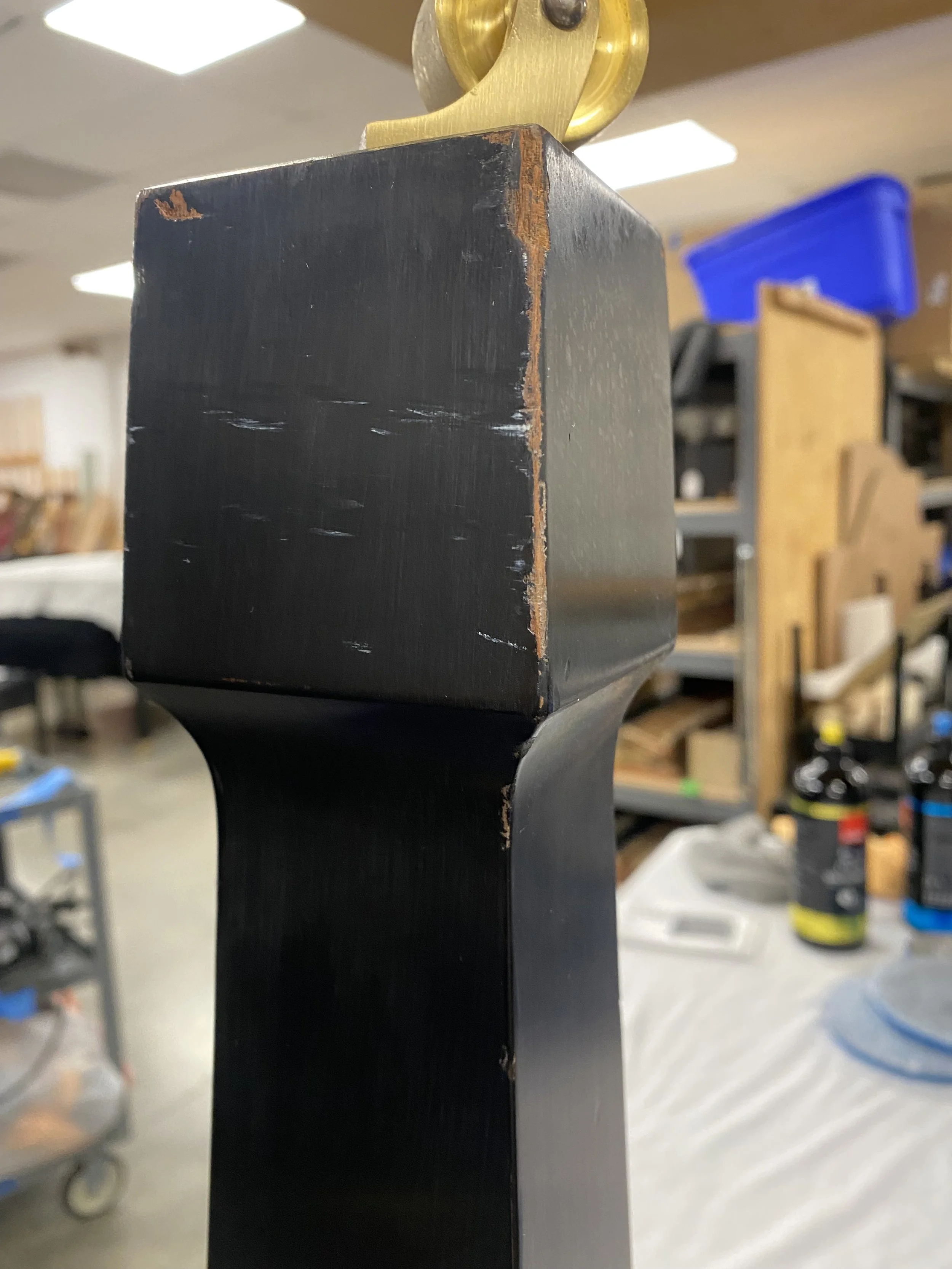 Steinway piano leg with chips