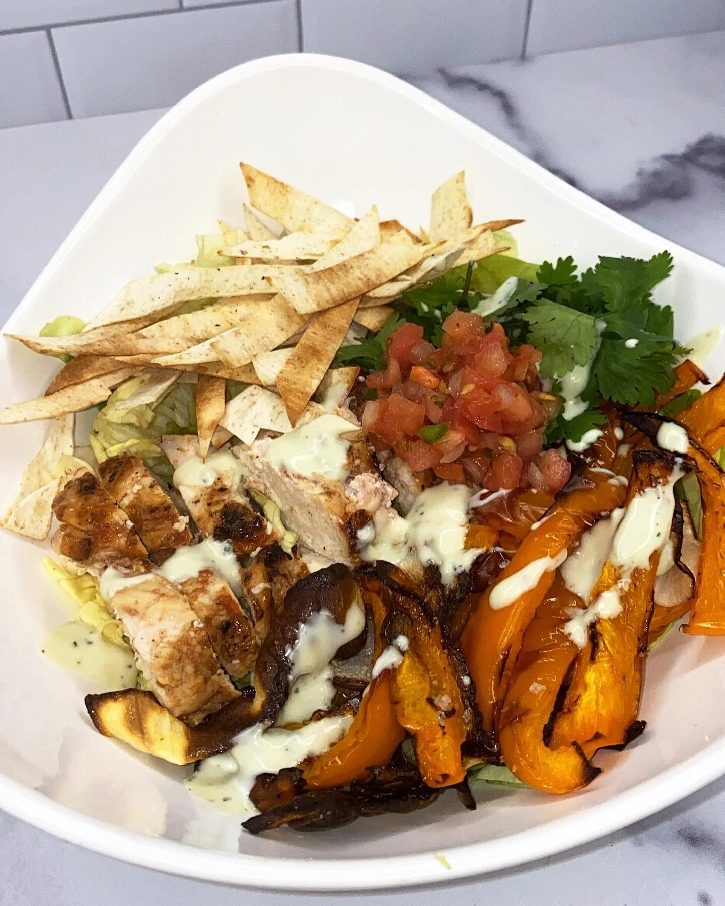 Chicken Taco Salad with Crispy Tortilla Strips!