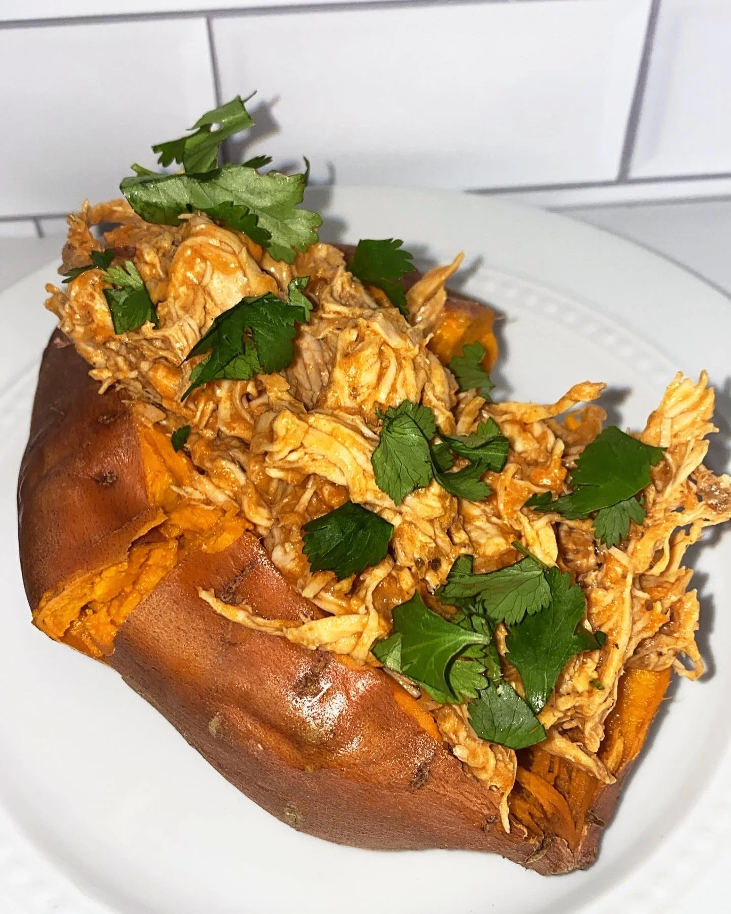 Buffalo Chicken Stuffed Sweet Potatoes