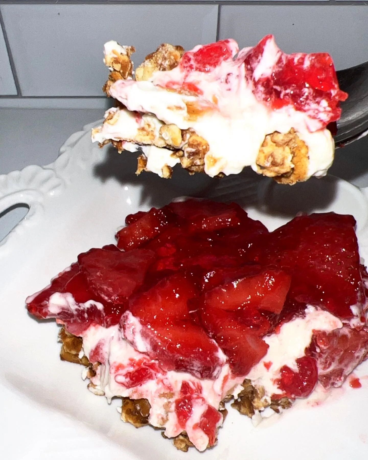 Strawberry Pretzel Cheesecake