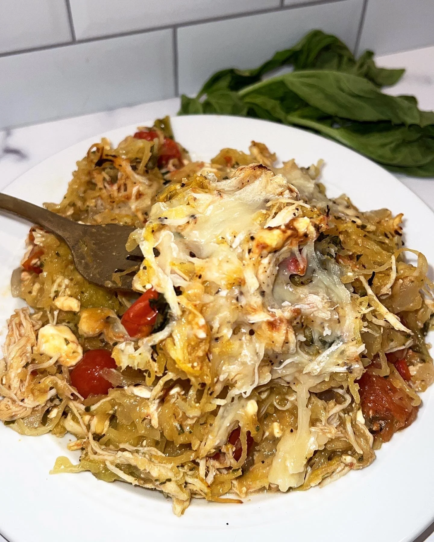 Baked Feta Pesto Squash Casserole