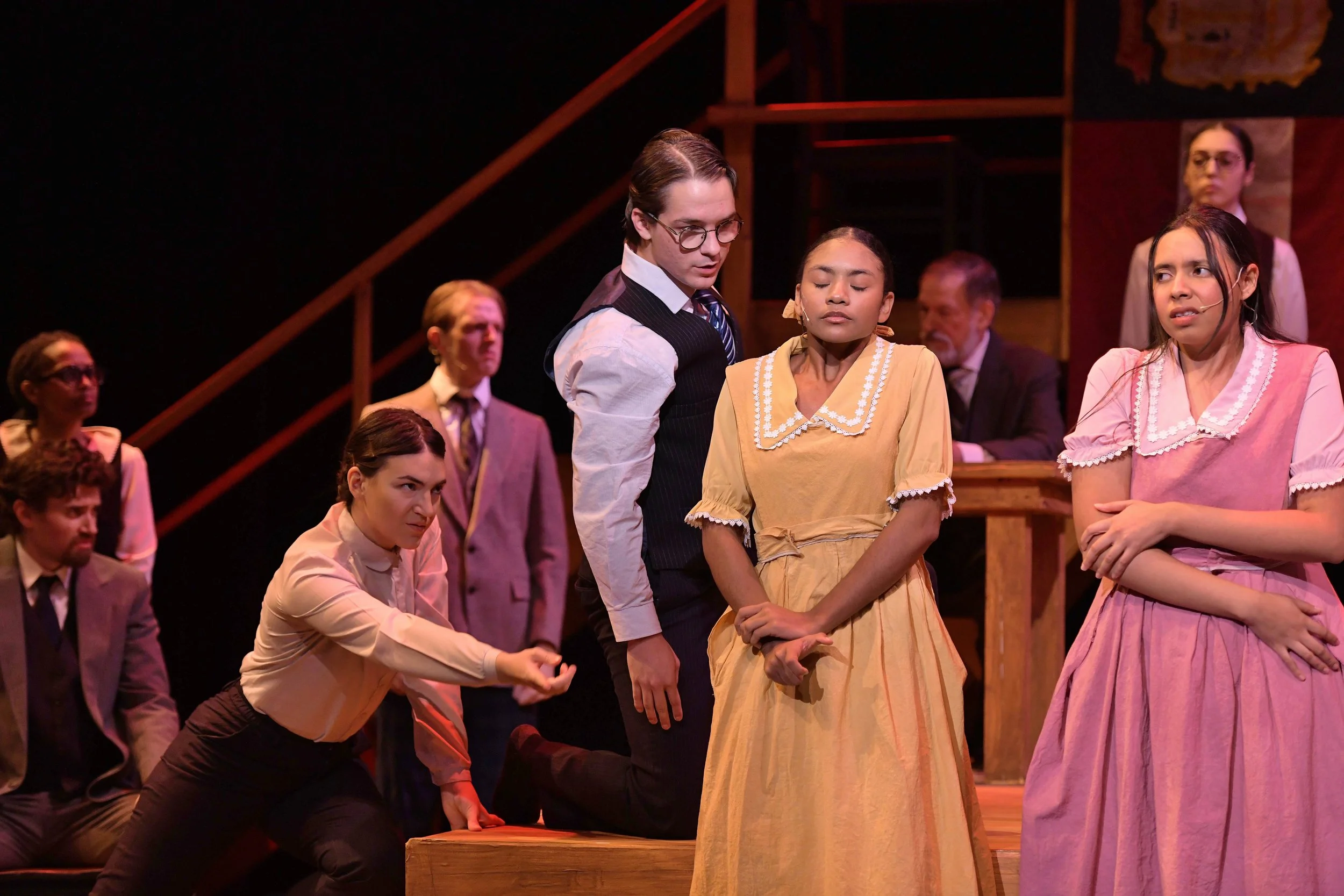 Parade, Smith Theatre, 2025 with shadow interpreters. Photo by Keith Tolman.