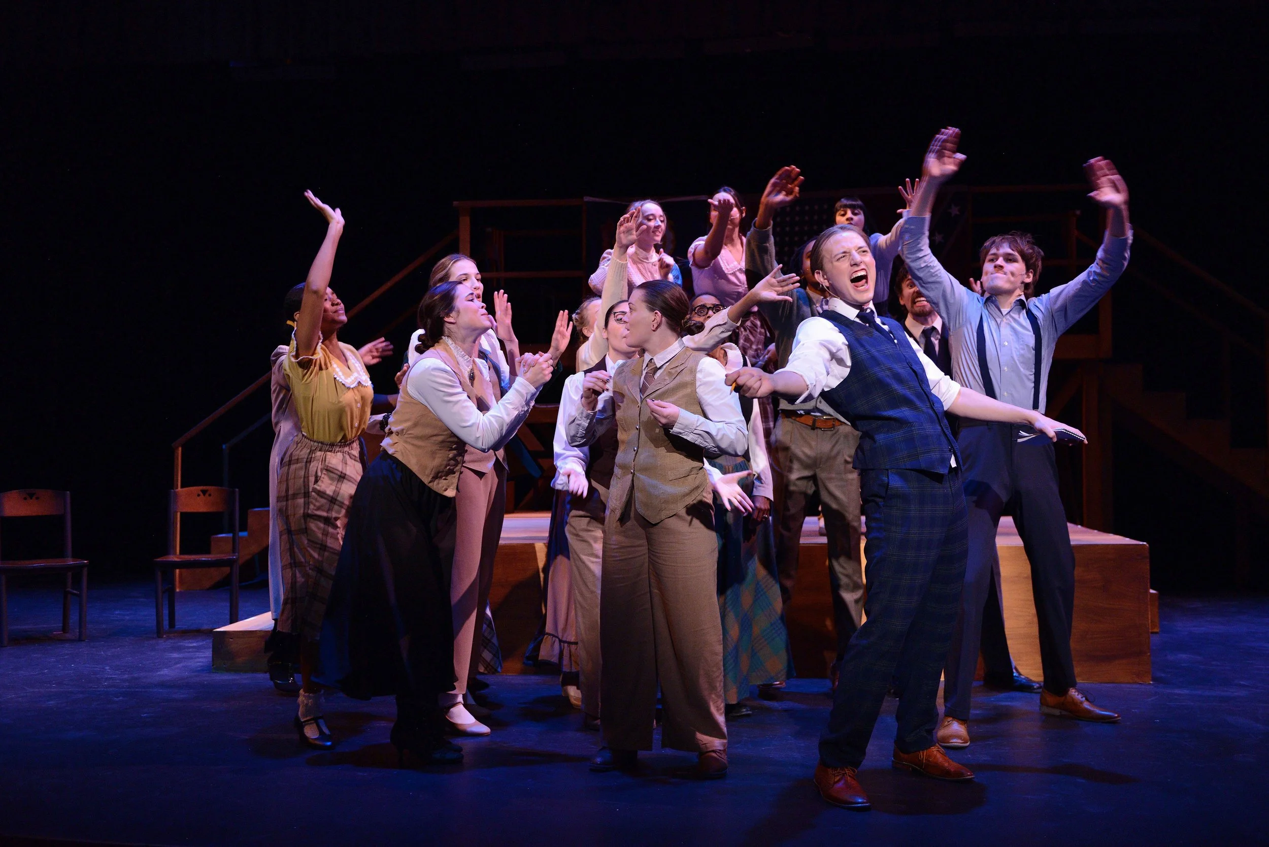 Parade, Smith Theatre, 2025 with shadow interpreters. Photo by Keith Tolman.