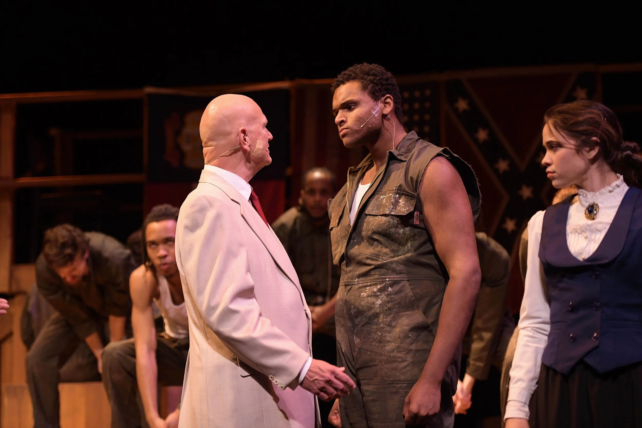 Parade, Smith Theatre, 2025 with shadow interpreters. Photo by Keith Tolman.