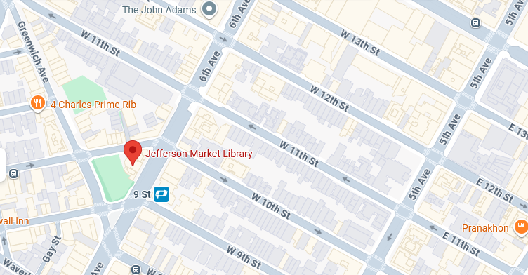 Map of the Dark Side of the Gilded Age meeting point at Jefferson Market Library.