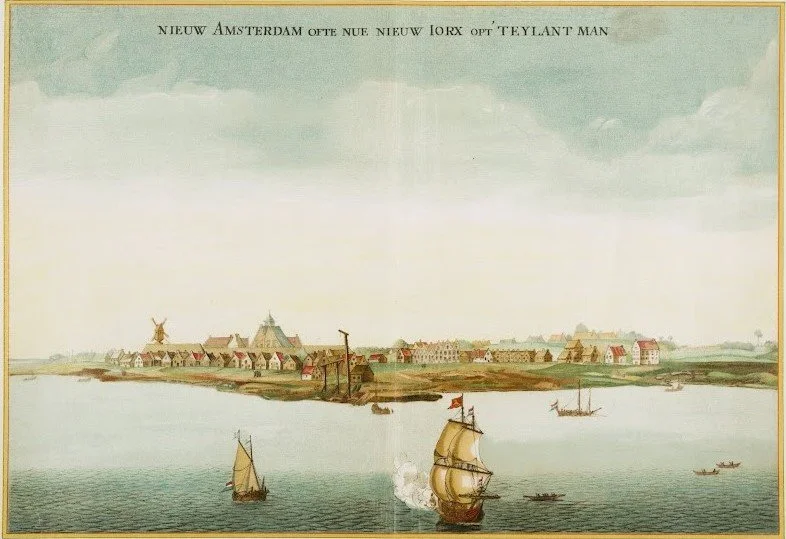 View of the southern tip of New Amsterdam ca. 1653, copy of a 17th-century painting.