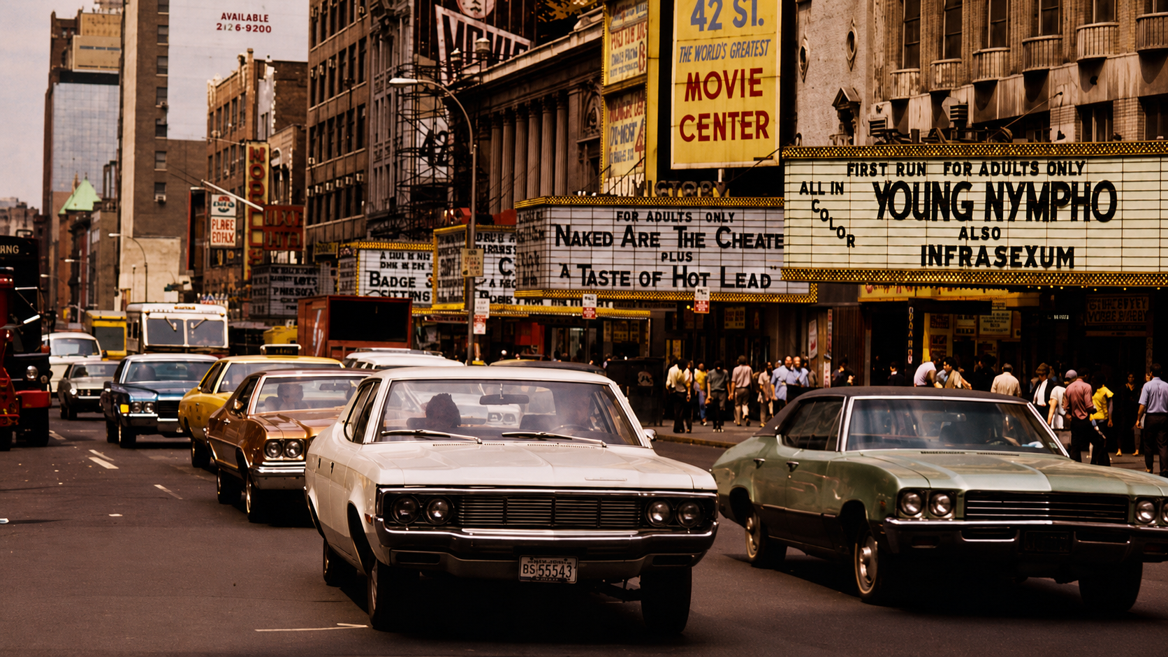 1970s New York porn cinemas on 42nd Street, Times Square.
