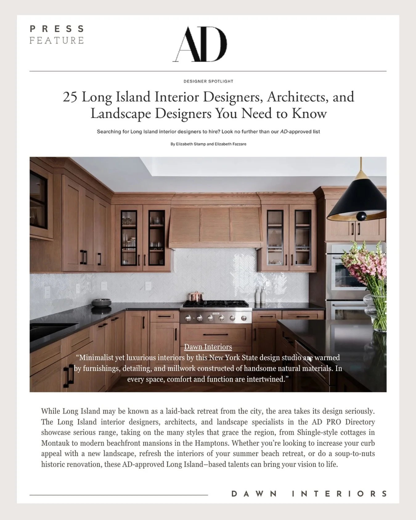 Thank you @archdigest @archdigestpro for featuring Dawn Interiors as one of the top 25 Interior Designers you need to know on #LongIsland ✨ 
.
.
.
#archdigest #interiordesigner #newyork #design
📸 @kylejcaldwell
