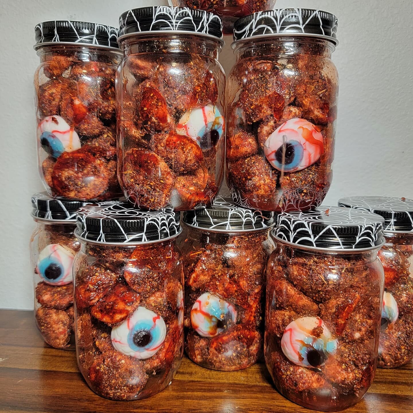Jars full of gummy eyes will be sold this weekend at our pop up events!