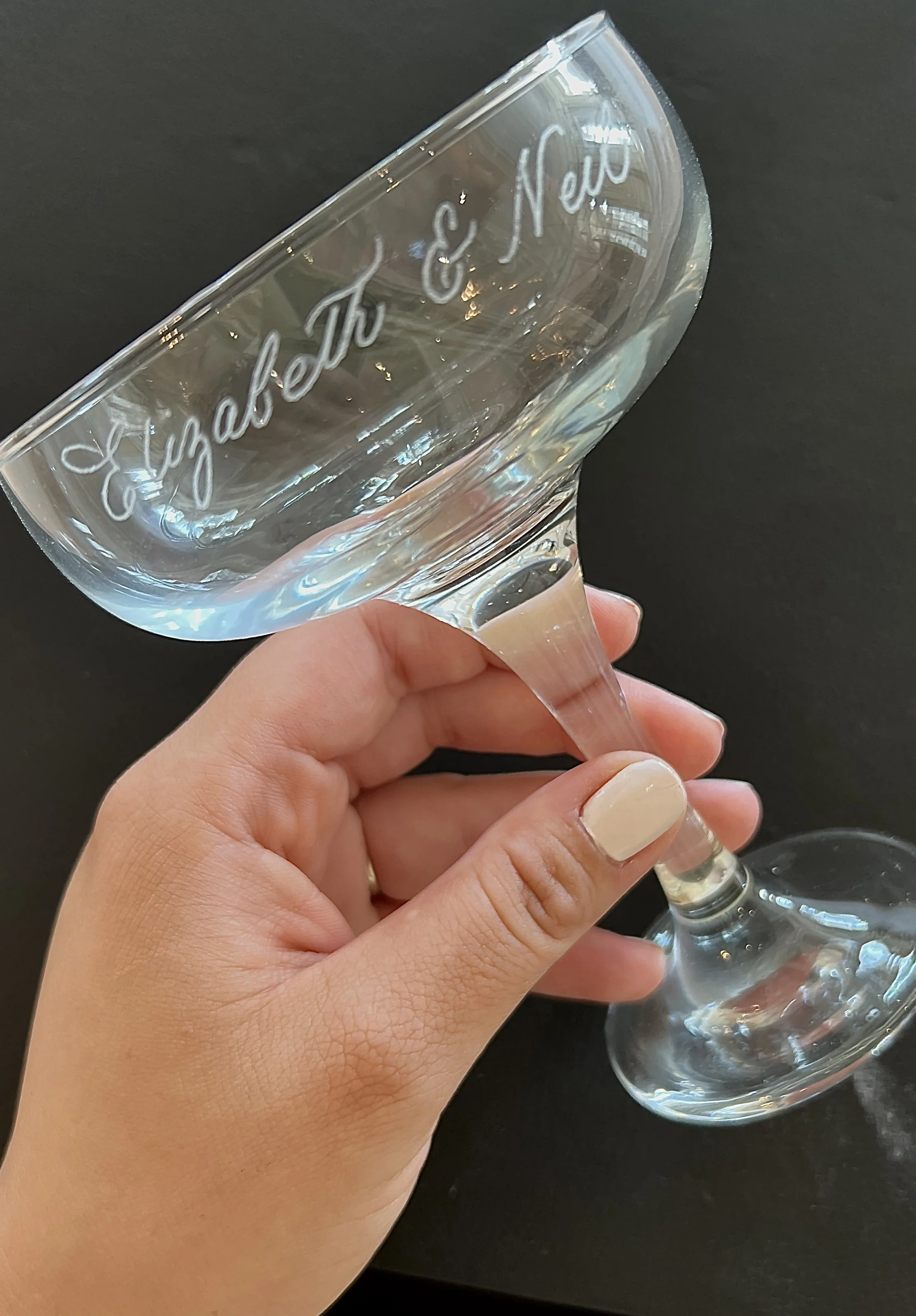 Custom Engraved Champagne Glasses for Weddings