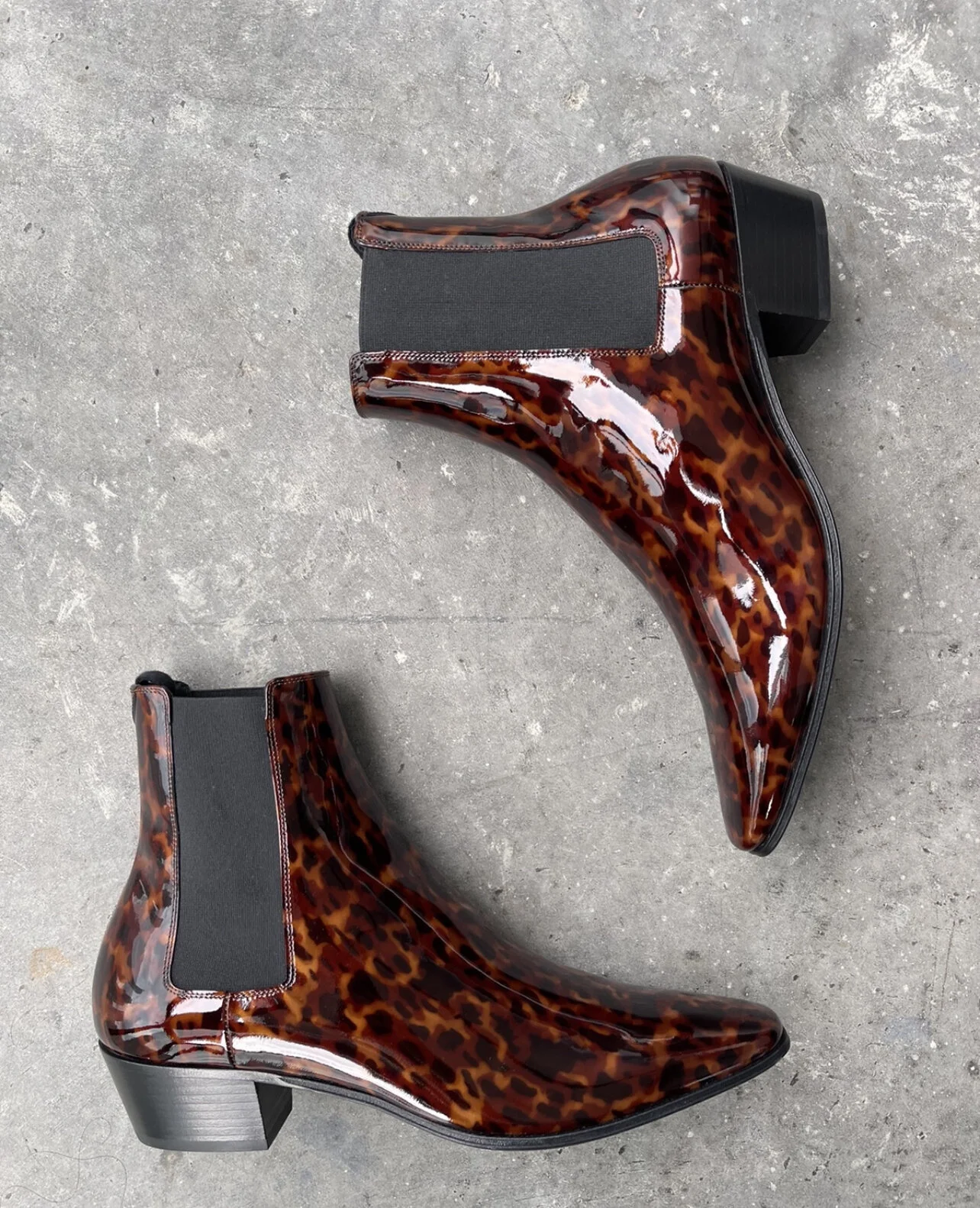 Saint Laurent Dylan Tortoise Shell Print Boots — CONSUMED display picture 2