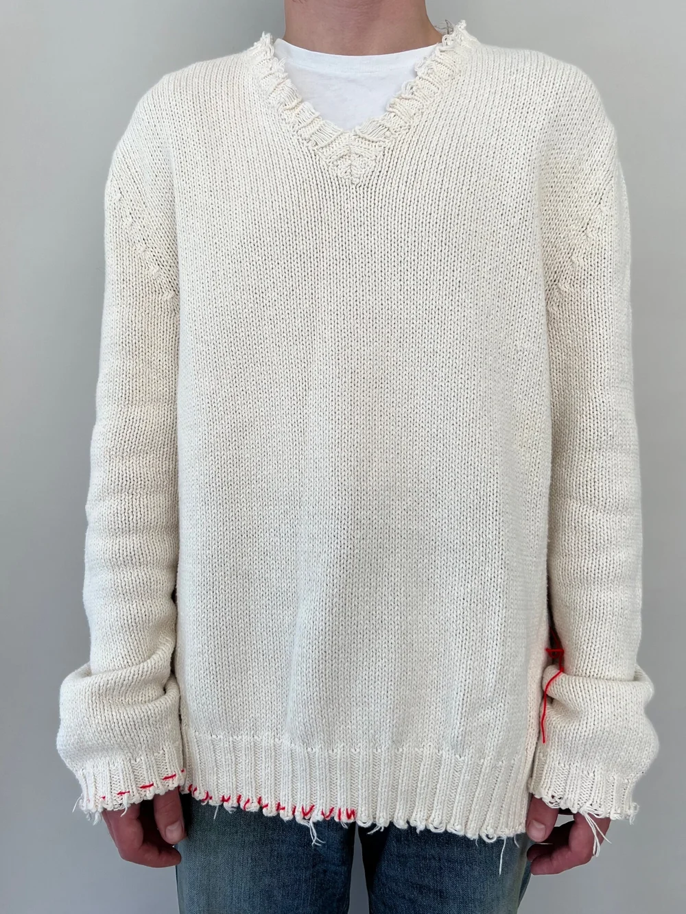 Maison Margiela Destroyed V Neck Sweater CONSUMED