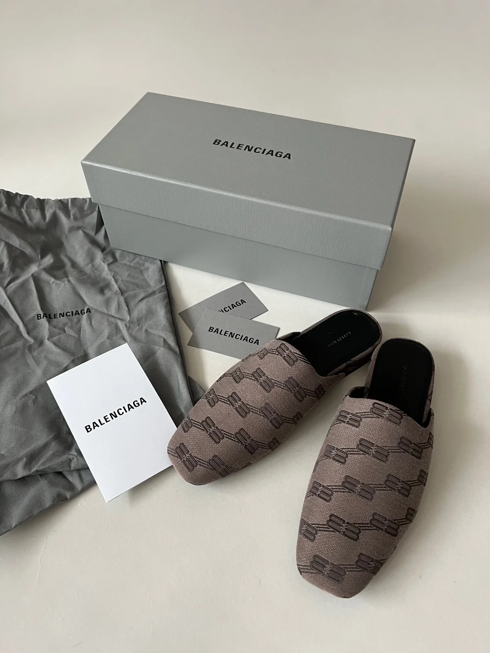 Balenciaga BB Monogram Mules — CONSUMED