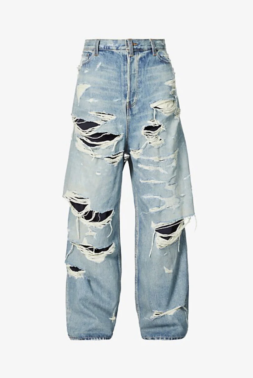 Baggy destroyed jeans sales