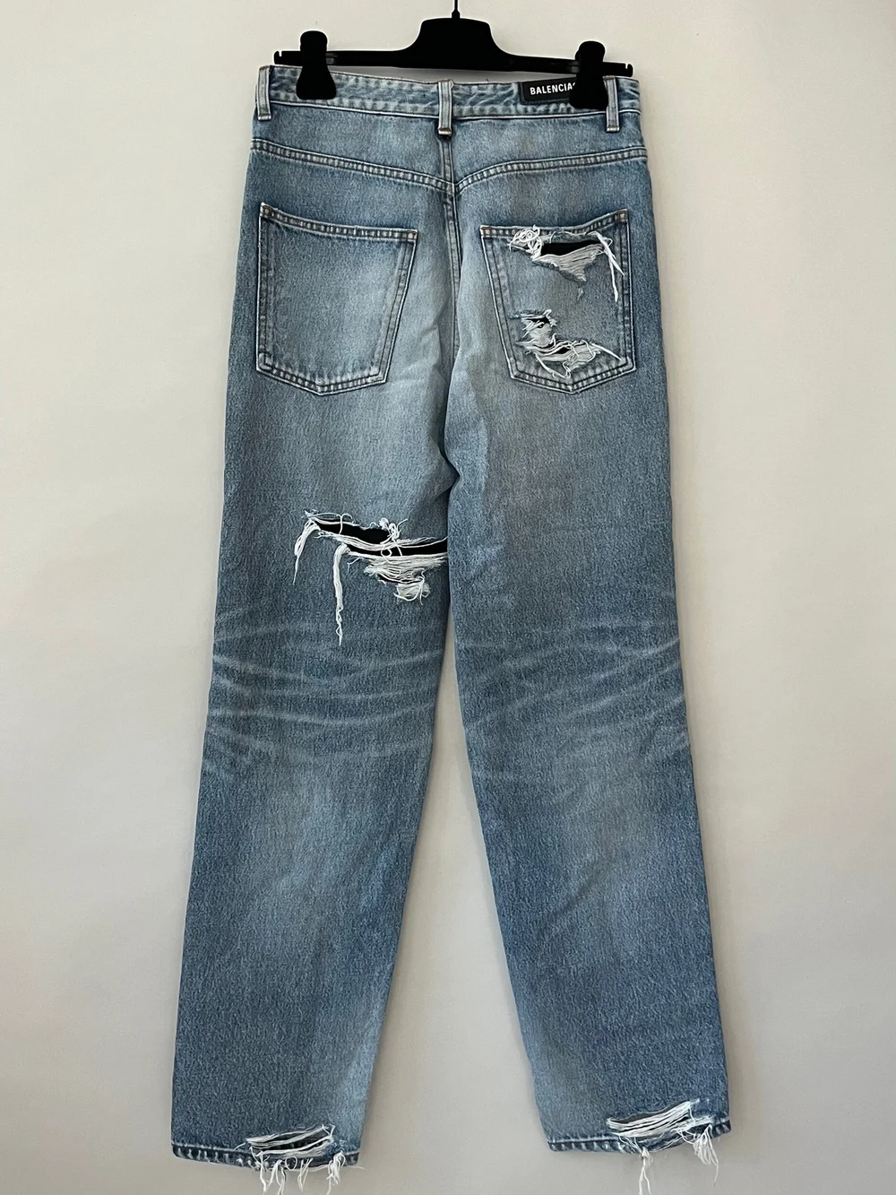 Balenciaga Distressed Ripped Logo Lined Jeans — CONSUMED