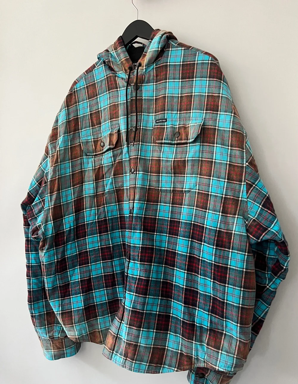 Balenciaga Bleached Cotton Check Flannel Shirt — CONSUMED