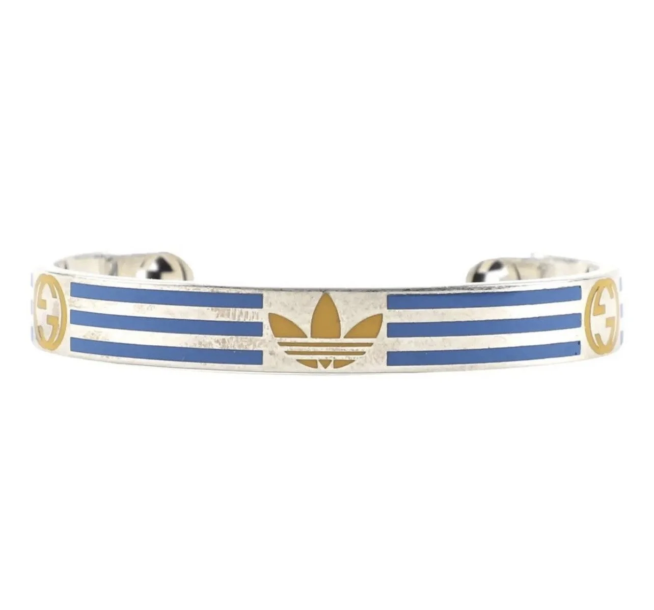 Adidas x Gucci Trefoil Cuff Bracelet with blue stripes — CONSUMED