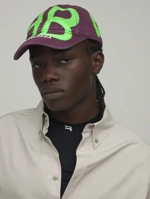 Balenciaga BB Logo Spray Paint Baseball Cap — CONSUMED