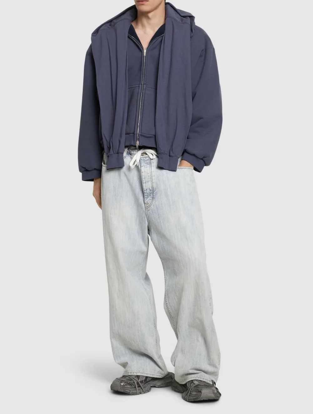 BALENCIAGA Incognito コットン ブレンド フーディー シンプル 24AW BALENCIAGA INCOGNITO BOXY ロゴ コットン フーディ ジップ