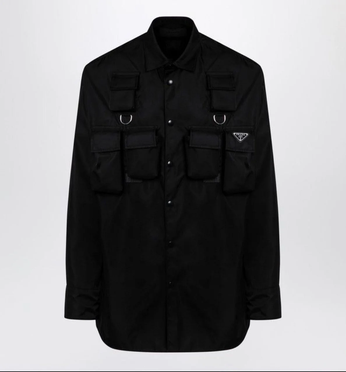Prada Black Re-Nylon Multi-Pocket Cargo Shirt — CONSUMED
