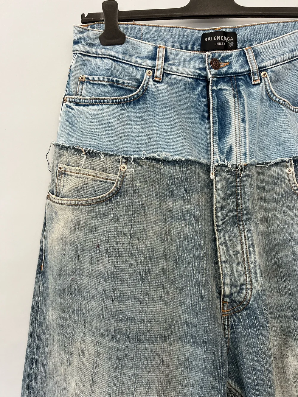 Balenciaga Blue Cut Up Double Waist Baggy Jeans — CONSUMED