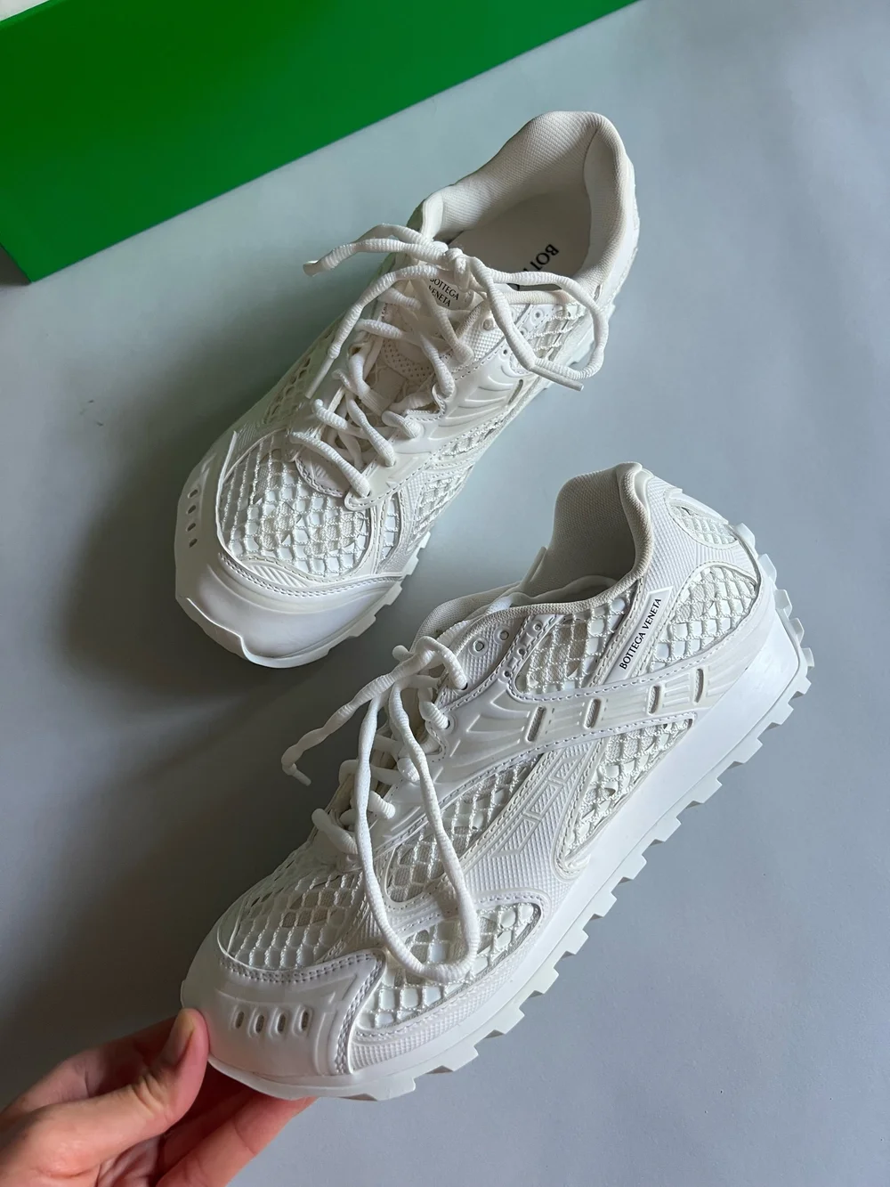 Bottega Veneta White Mesh Orbit Sneakers — CONSUMED