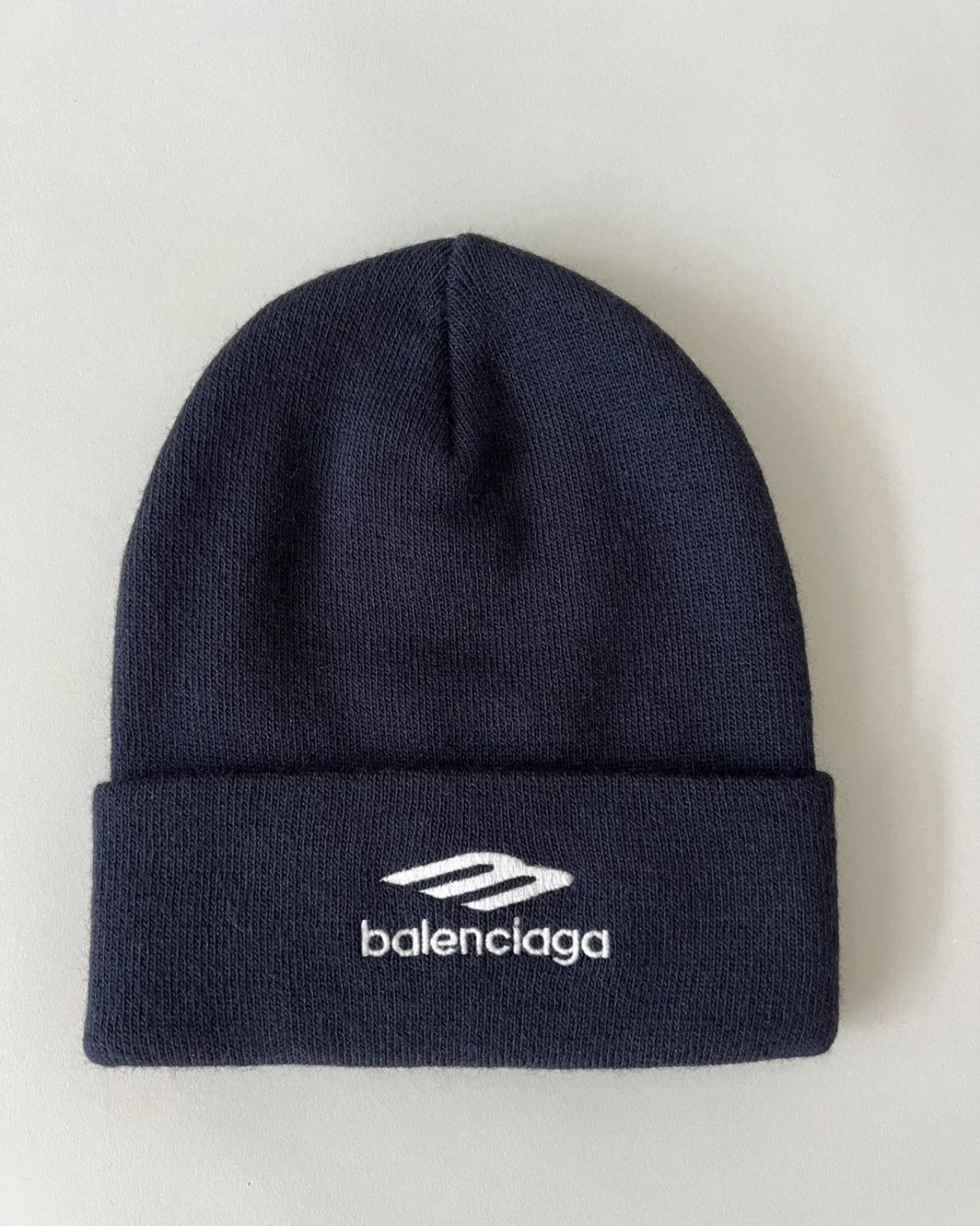Balenciaga 3B Sport Icon Beanie Hat in navy — CONSUMED