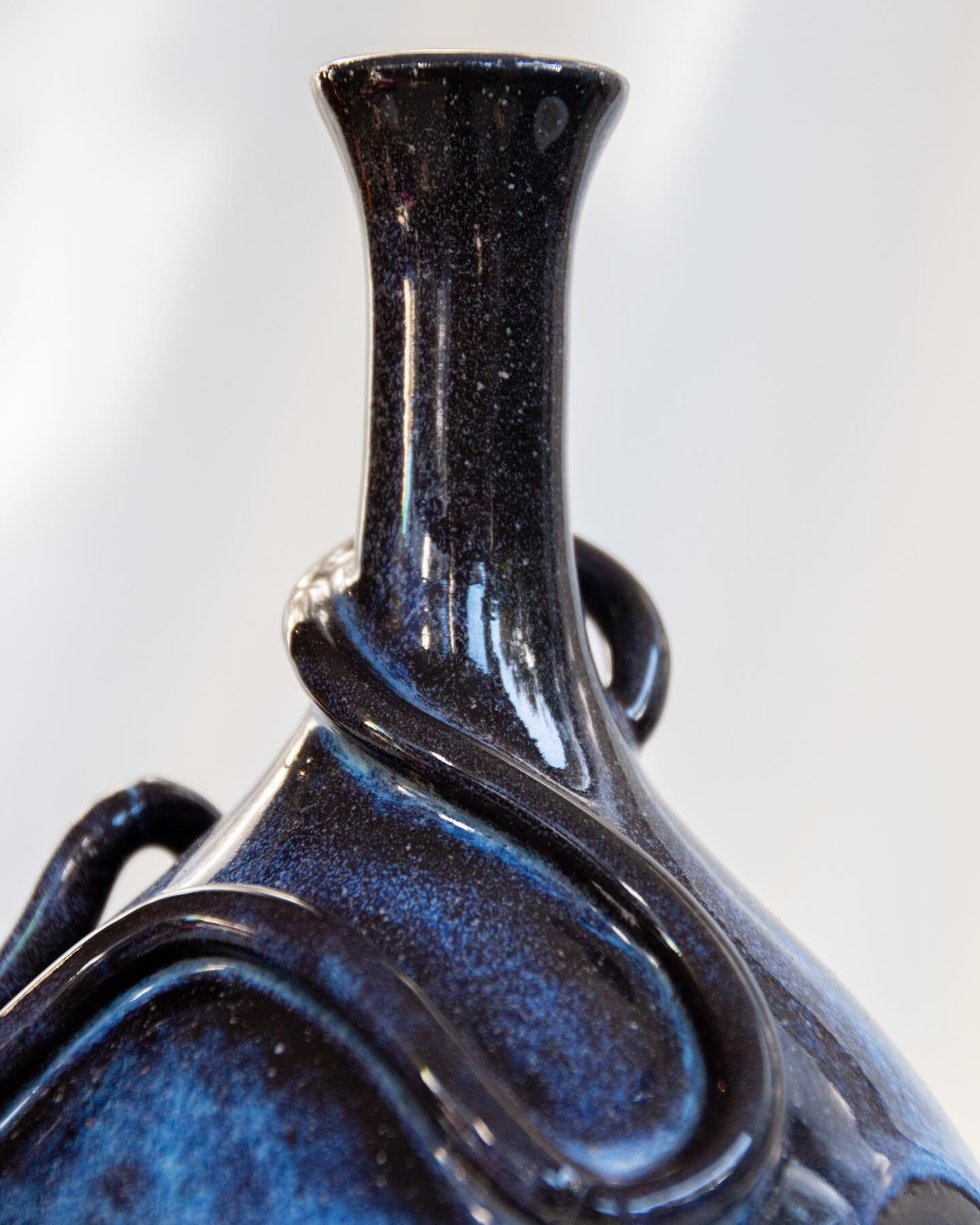 Heres a closeup of one of my free form pieces! I love making the squiggles and watching the glaze ebb and flow around the forms. I cant wait to make some more!