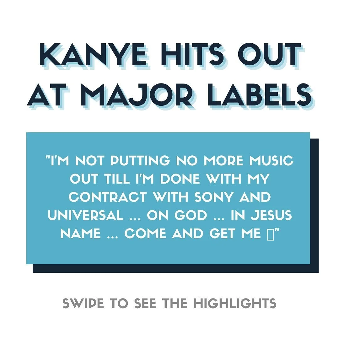 🚨 This week Kanye hit out at major labels Universal and Sony and refuses to put out any more music until his contracts are done 🎶🚫 

He claims he will get Taylor Swift her masters back, and all artists should own their own masters 💽

Do you agree with him? Let us know what you think in the comments below ⏬

We offer deals on a track-by-track basis so YOU have control 💪 Submit your music at the link in our bio 🔗

#musicnewsdaily #musicnewsupdate #kanyewest
.
.
.
.
.
.
.
.
.
.
.
.
.
.
.
.
.
#musicbusinesslife #mucisiansunite #musicianstoday #musicdemo #musicsubmission #musicindustry101 #musiclicenses #creamcollective