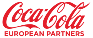 Coca-Cola European Partners logo in red text on a white background.