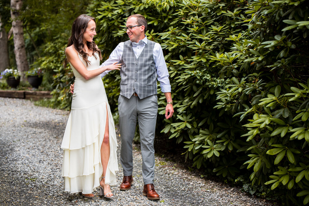 Soon-to-be husband and wife walking together at Inn on Montford