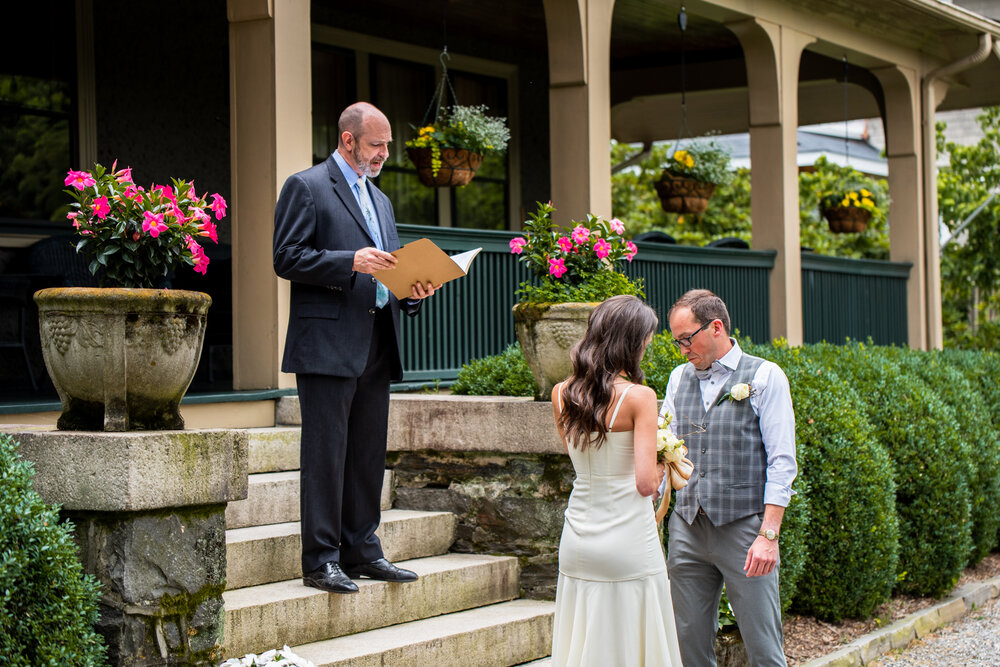 Officiant leading the ceremony at 1900 Inn on Montford in Asheville, North Carolina