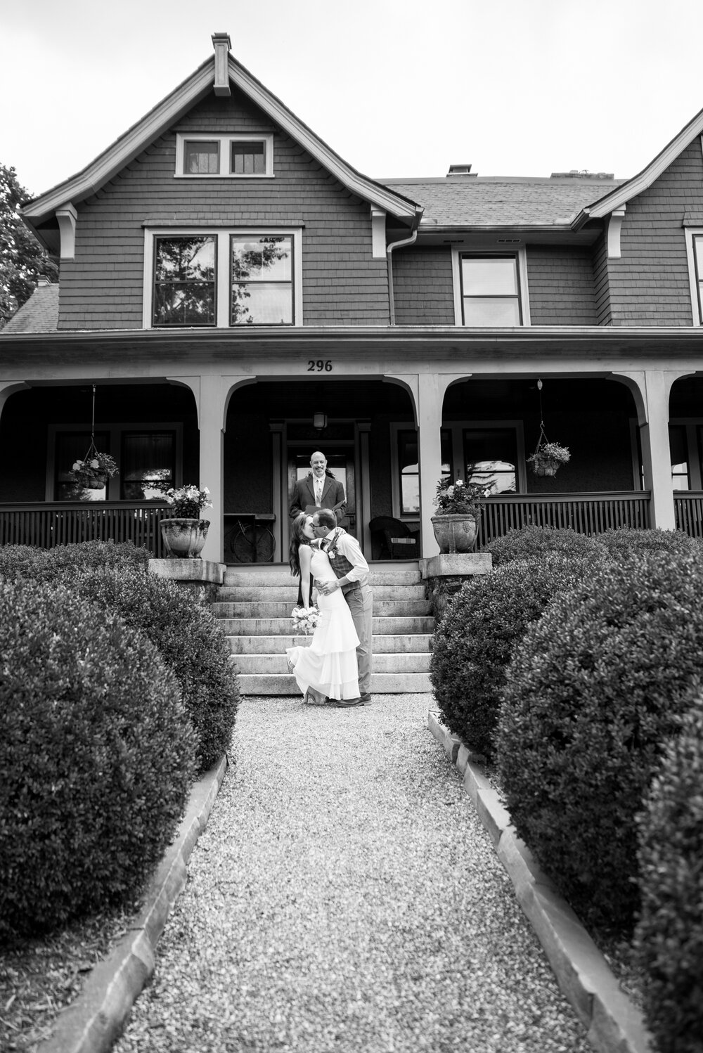 Intimate Wedding First Kiss at Inn on Montford in Asheville North Carolina