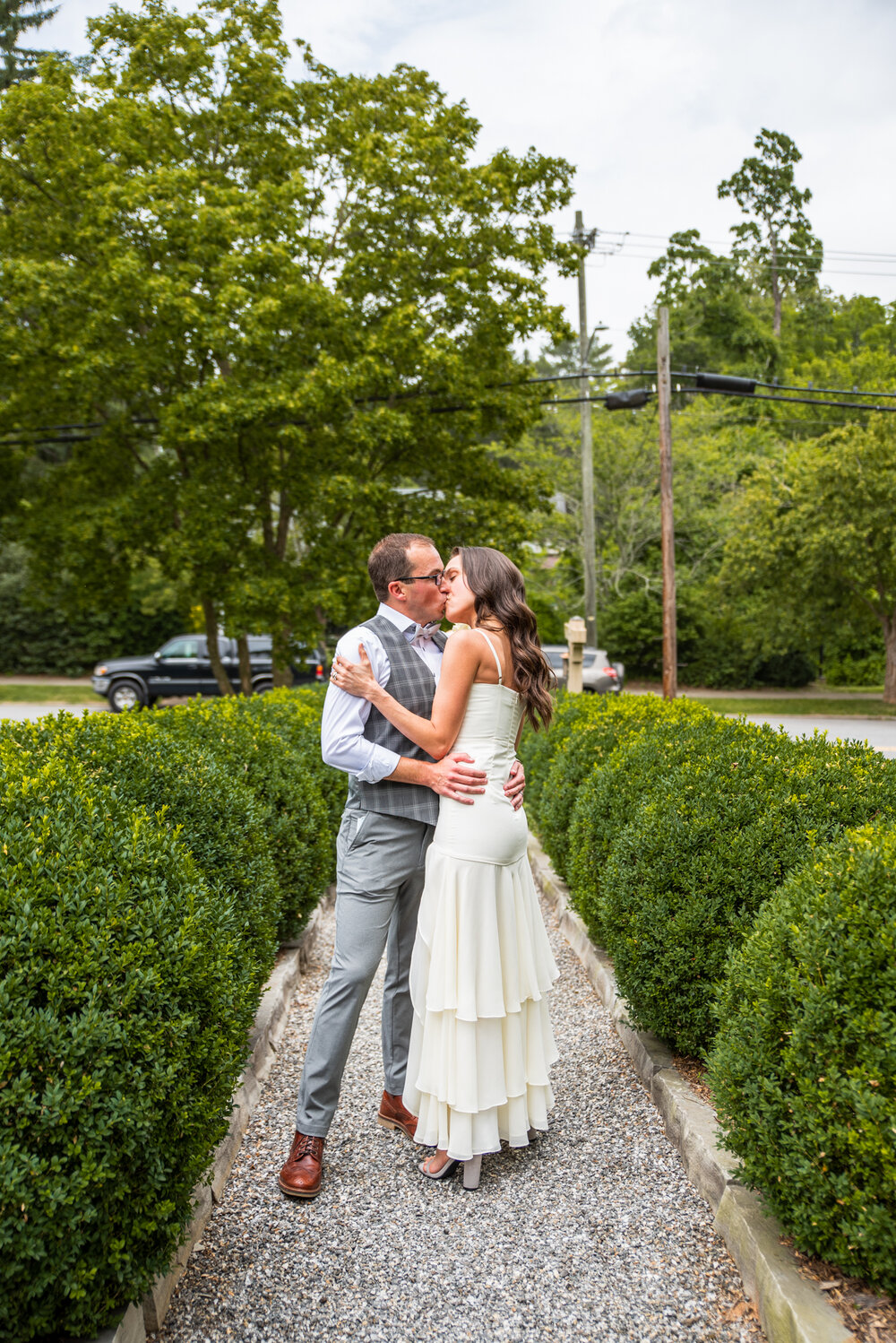 Wedding Kiss at Inn on Montford by Nick Levine Photography, local Asheville wedding photographer