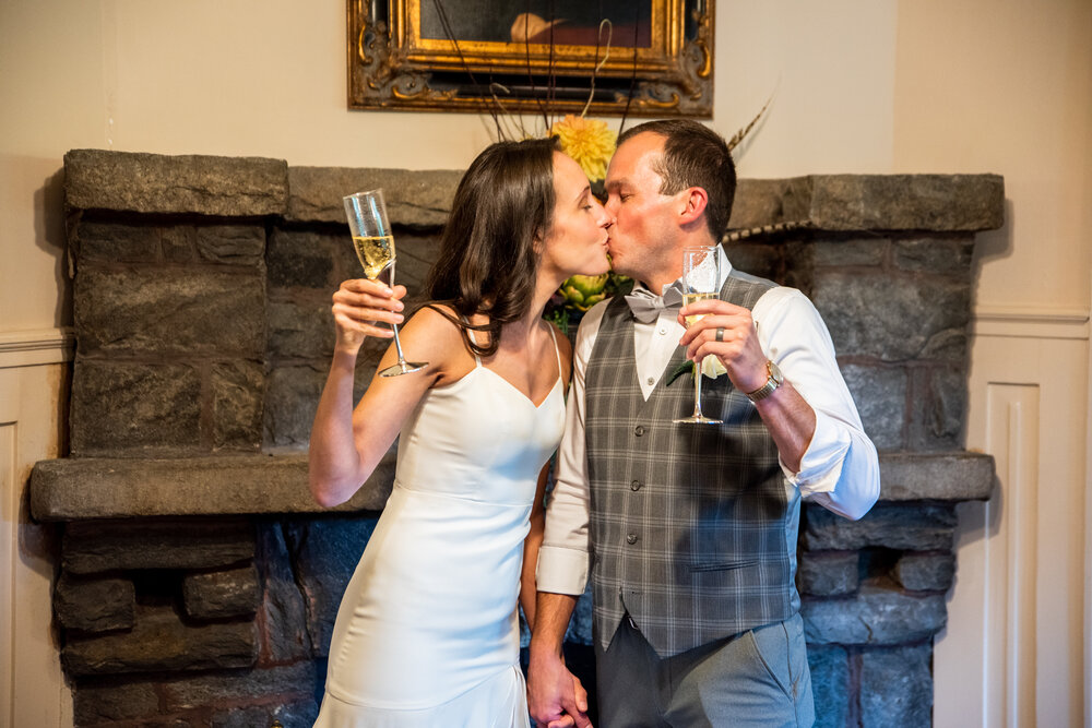 Champagne Toast Kiss in the Inn on Montford in Asheville, North Carolina