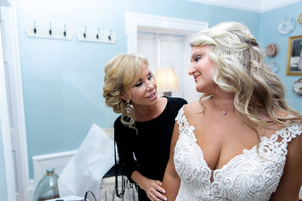 mother and daughter getting ready for the wedding together