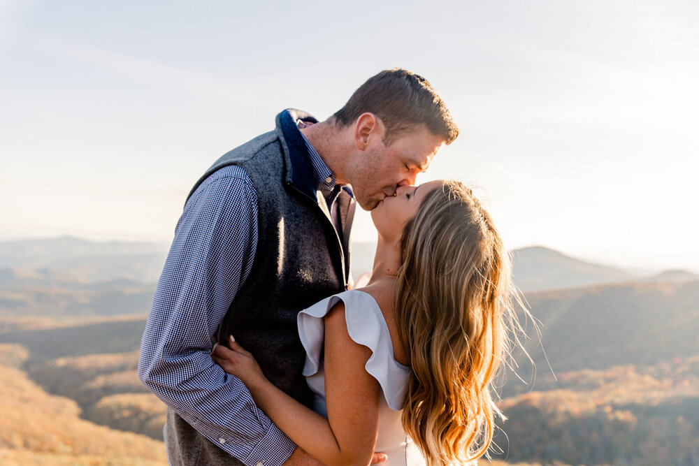 engagement session on the blue ridge parkway during fall with sweet younger engaged couple by nick levine photography