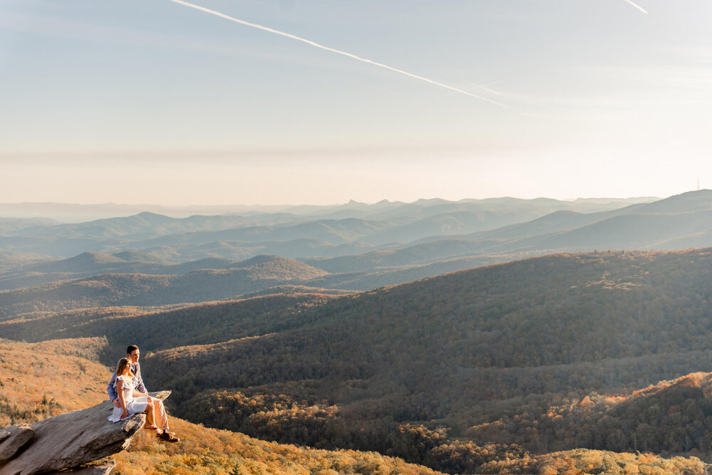 engagement session on the blue ridge parkway during fall with sweet younger engaged couple by nick levine photography